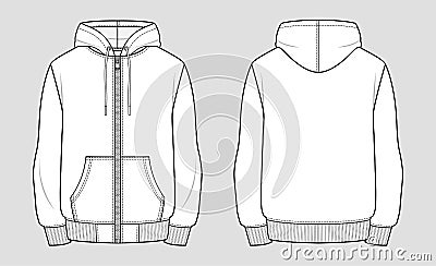 Hooded sweat jacket with zipper Vector Illustration