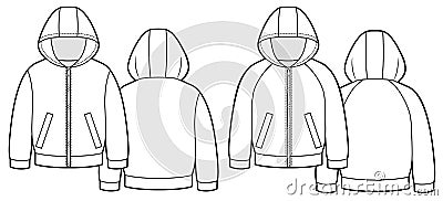 Hoodie for BABY with zipper on front. Apparel template Vector Illustration