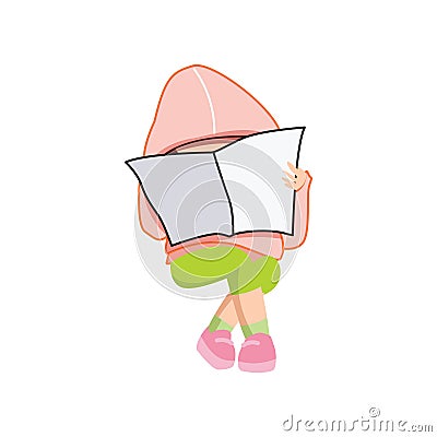 hoodie girl reading book. Vector illustration decorative design Vector Illustration