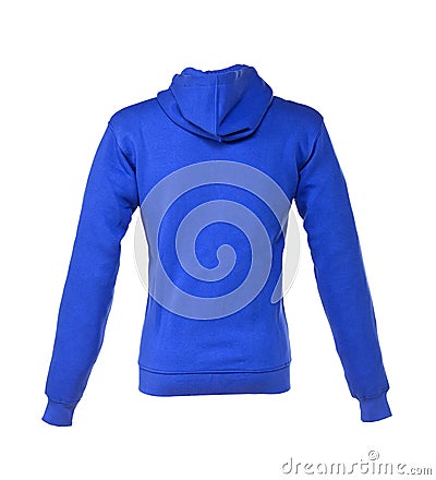 hoodie hooded sweater royal blue back side isolated on white background Stock Photo