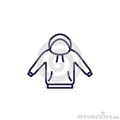 Hoodie icon, line vector on white Vector Illustration