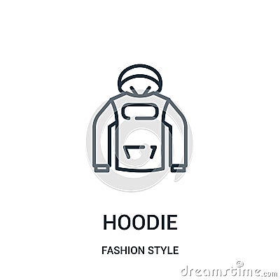 hoodie icon vector from fashion style collection. Thin line hoodie outline icon vector illustration Vector Illustration