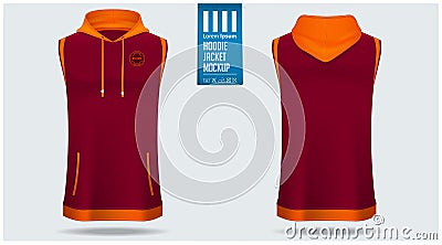 Hoodie jacket mockup template design for soccer, football, baseball, basketball, sports team or university. Vector. Vector Illustration