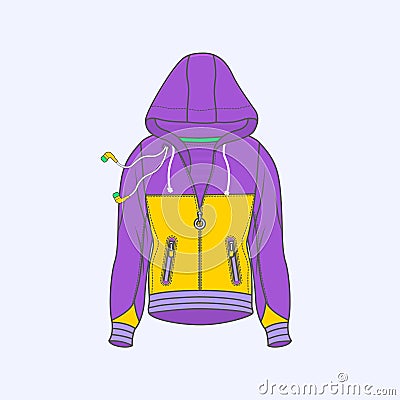 Hoodie for men symbol simple line icon on background Vector Illustration