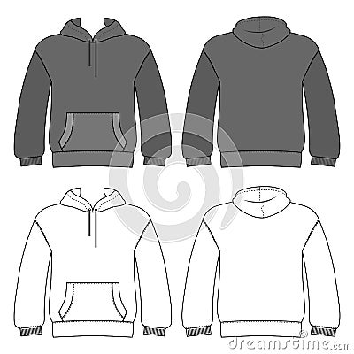 Hoodie template front, back views Vector Illustration