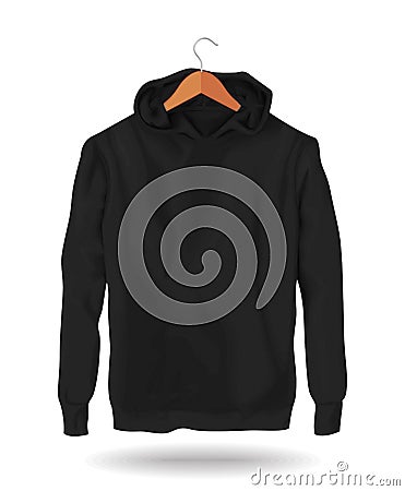 Hoodie Vector Mockup Template Realistic Fashion Sleeve Cotton Sweater Unisex Vector Illustration