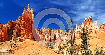 Bryce Canyon National Park Landscape Panorama of Hoodoos in Queens Garden, Utah Stock Photo