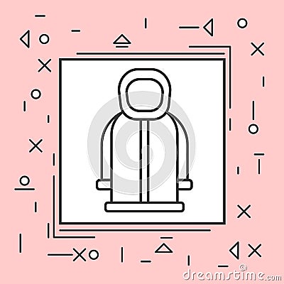 Hoody Coat Icon Thin Line In Pink Frame Vector Illustration