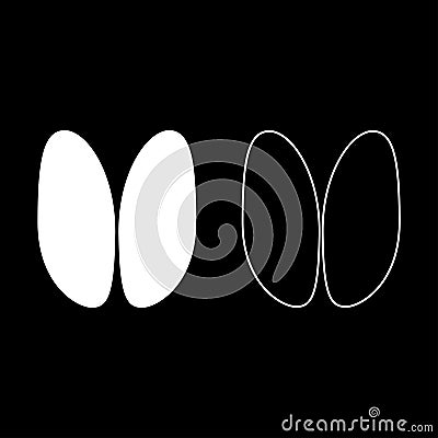 Hoof print sheep ewe ram wether set icon white color vector illustration image solid fill outline contour line thin flat style Vector Illustration