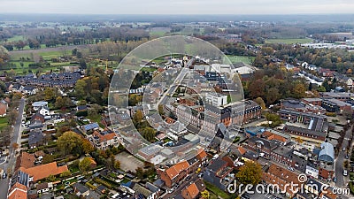 Hoogstraten. Flemish Region. Belgium 11-11-2021. Fragment of an aerial panorama of the city of hoogstraten from a height Editorial Stock Photo