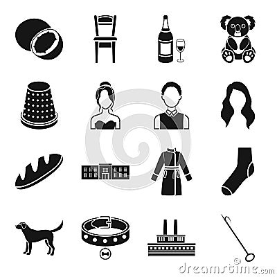 Hook, Interior, drink and other web icon in black style. Vector Illustration