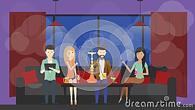 Hookah bar interior. Vector Illustration