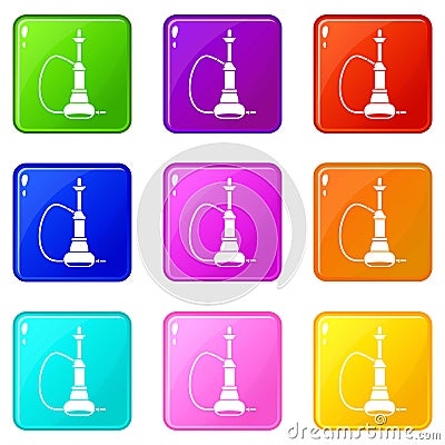 Hookah icons 9 set Vector Illustration