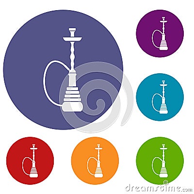 Hookah icons set Vector Illustration