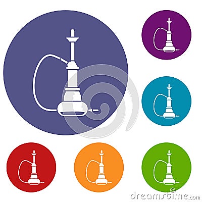 Hookah icons set Vector Illustration