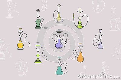 Hookah Icons 04 Vector Illustration