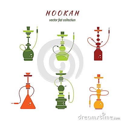 Hookah icons set Vector Illustration