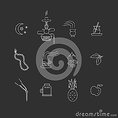 Hookah line icons Vector Illustration