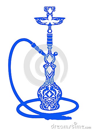 Hookah logo illustration. Hand-drawn flower arabic islamic pattern. Vector illustration for a menu restaurant or cafe Arabi Cartoon Illustration