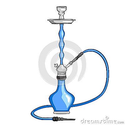 The hookah object is blue. On a white background. Raster Cartoon Illustration