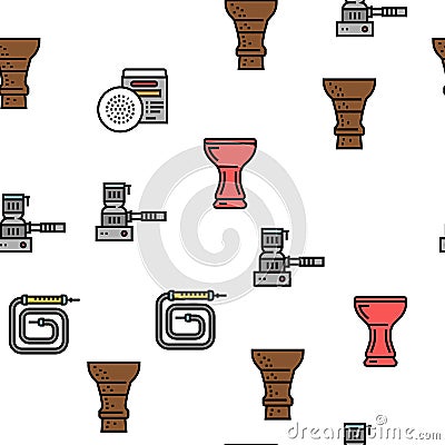 Hookah Tobacco Smoking Vector Seamless Pattern Vector Illustration