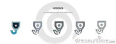 Hooks icon in different style vector illustration. two colored and black hooks vector icons designed in filled, outline, line and Vector Illustration