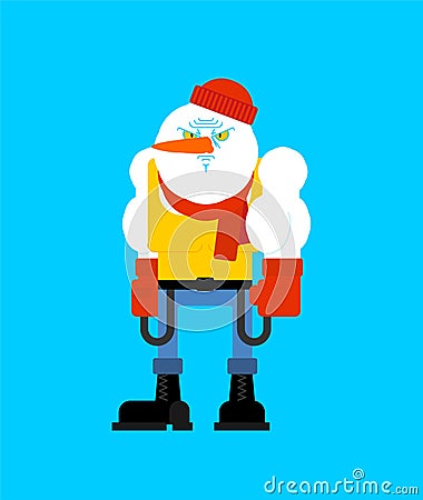 Hooligan snowman. bully Santa Claus helper. ruffian New Year. Christmas Vector illustration Vector Illustration