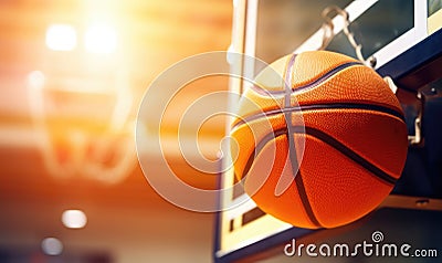Hoop Dreams: A Basketball Suspended in Mid-Air Stock Photo