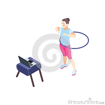 Hoop Fitness Lesson Composition Vector Illustration