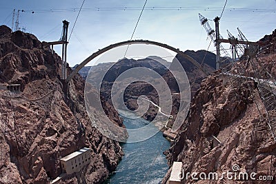 Hoover Dam Bypass Bridge Contruction Stock Photo