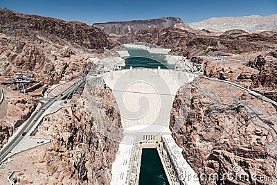 Hoover Dam and Colorado river near Las Vegas, Nevada. Stock Photo