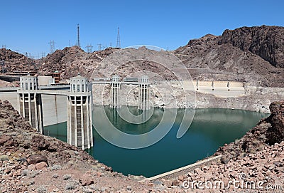 Hoover Dam on Colorado River at the Stateline of Nevada-Arizona Editorial Stock Photo