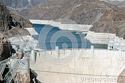 Hoover Dam drought levels in Nevada Stock Photo