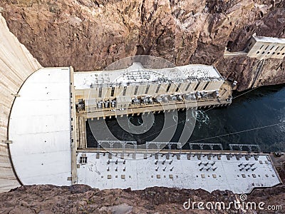 Hoover Dam Power Plan downstream - Arizona, AZ Stock Photo