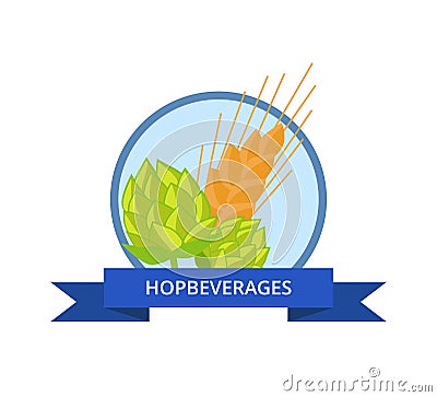 Hop Beverages Logo Golden Wheat Vector Isolated Vector Illustration