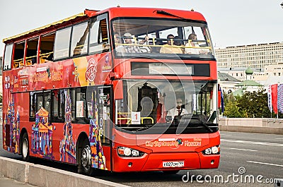 Hop On Hop Off Bus Tours in Moscow Editorial Stock Photo