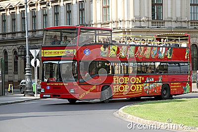 Hop on Hop Off Guided City Tour Bus Editorial Stock Photo