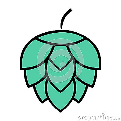 Hop icon beer cone leaf sign,pub herb design, nature seed vector illustration Vector Illustration
