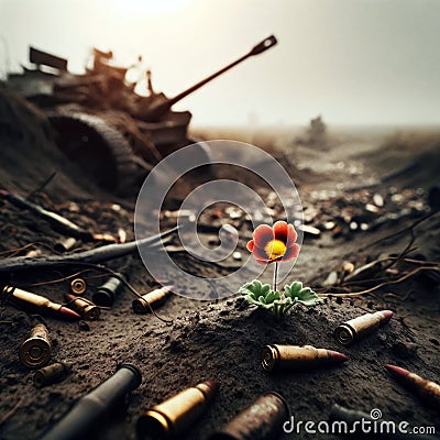 Hope Blooms on the Battlefield Stock Photo