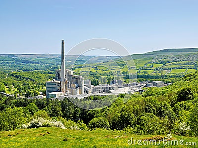 Hope cement works large manufacturing buildings in the Derbyshire countryside Editorial Stock Photo