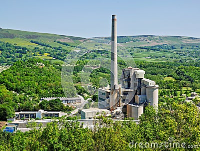 Hope cement works large manufacturing buildings in the Derbyshire countryside Editorial Stock Photo