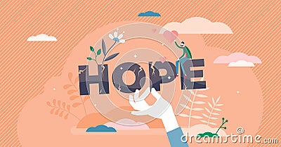 Hope concept, flat tiny person vector illustration Vector Illustration