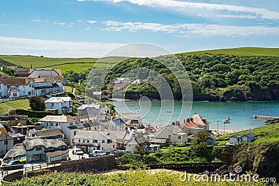 View of Hope Cove in Devon on May 22, 2022. Unidentified people Editorial Stock Photo