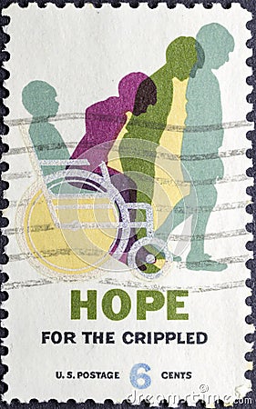 Hope for the crippled in stamp Editorial Stock Photo
