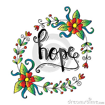 HOPE hand lettering. Vector Illustration