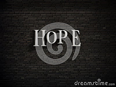 hope text in black letters on dark wall background Stock Photo