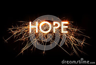 HOPE title word in glowing sparkler Stock Photo