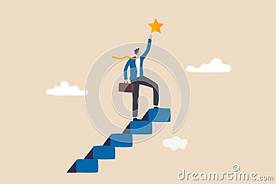 Hope to success in business, accomplishment or reaching business goal, reward and motivation concept, smart confident businessman Vector Illustration