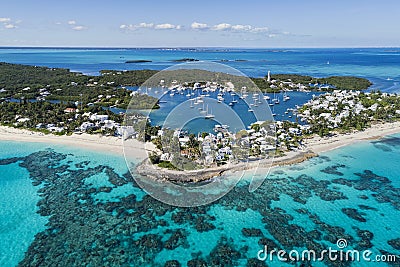 Hope Town, Beach and Lighthouse, Abaco Stock Photo