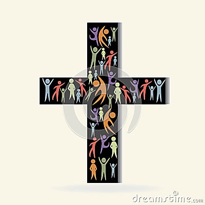 Hopeful people on black cross artwork graphic icon vector image logo Vector Illustration